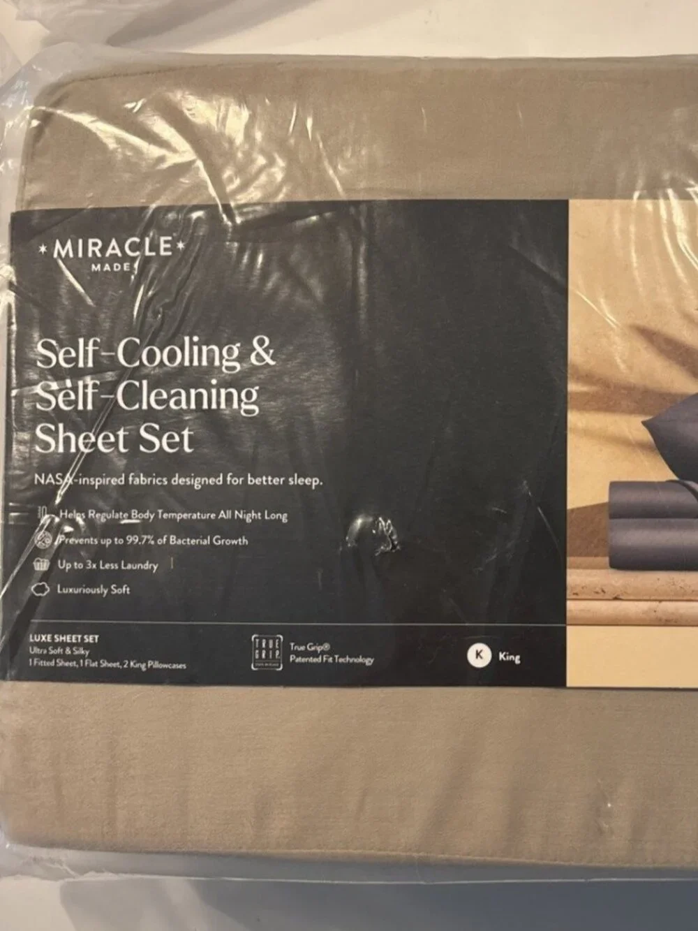 Miracle Made Self Cooling and Self Cleaning Sheet Set King Stone